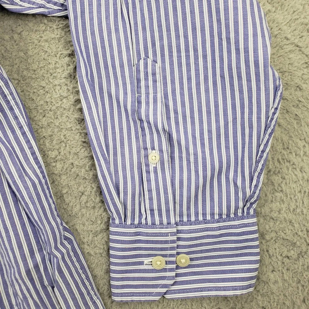 Banana Republic Shirt Mens XL 17-17‎ 1/2 Purple Striped Button Up Long Sleeve